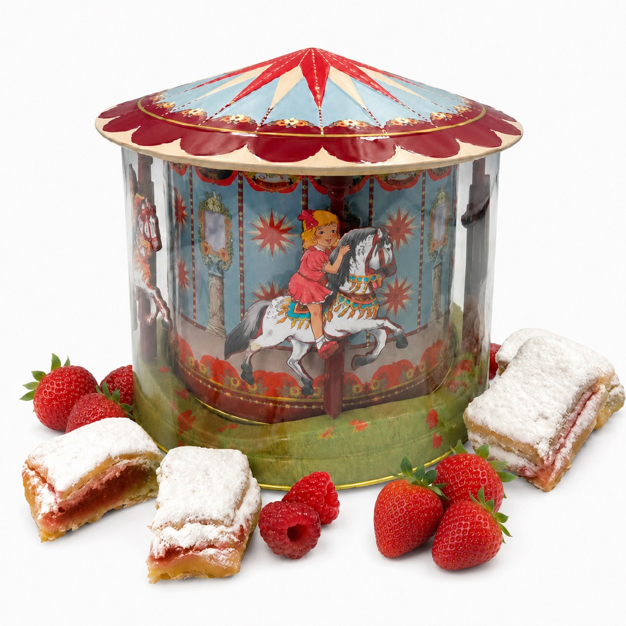 CARRUSEL MUSICAL CABALLITOS CON HOJALDRADAS RELLENAS 300 gr.