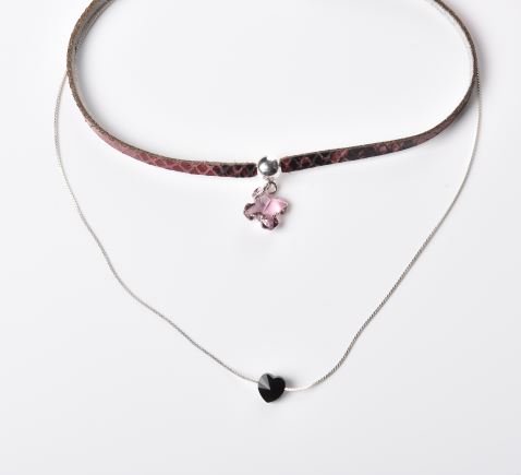 CHOKERS DOBLE CON CADENA Y ADORNOS DE PLATA