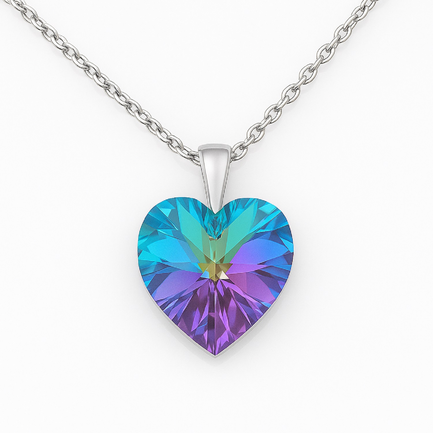 COLGANTE ACERO CORAZÓN VITRAIL CRISTAL SWAROVSKI