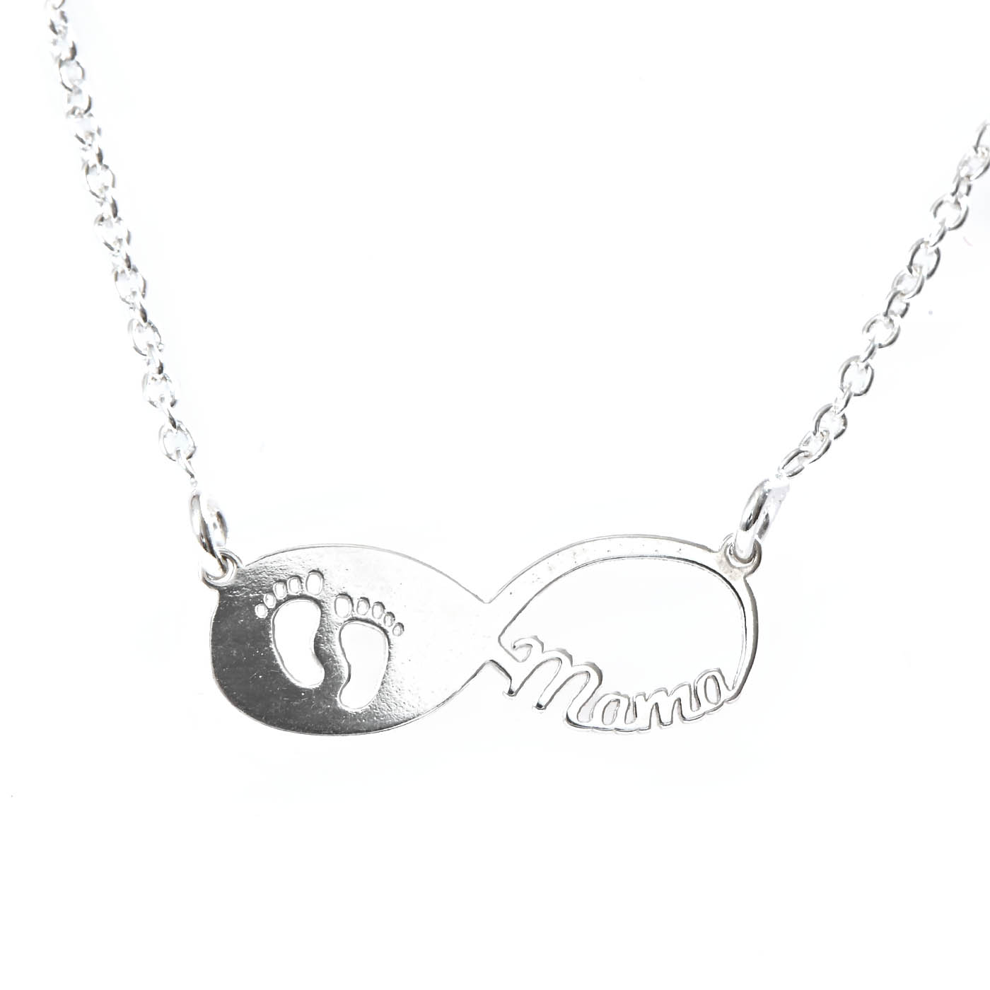 COLGANTE PLATA INFINITY MAMA Y PIES