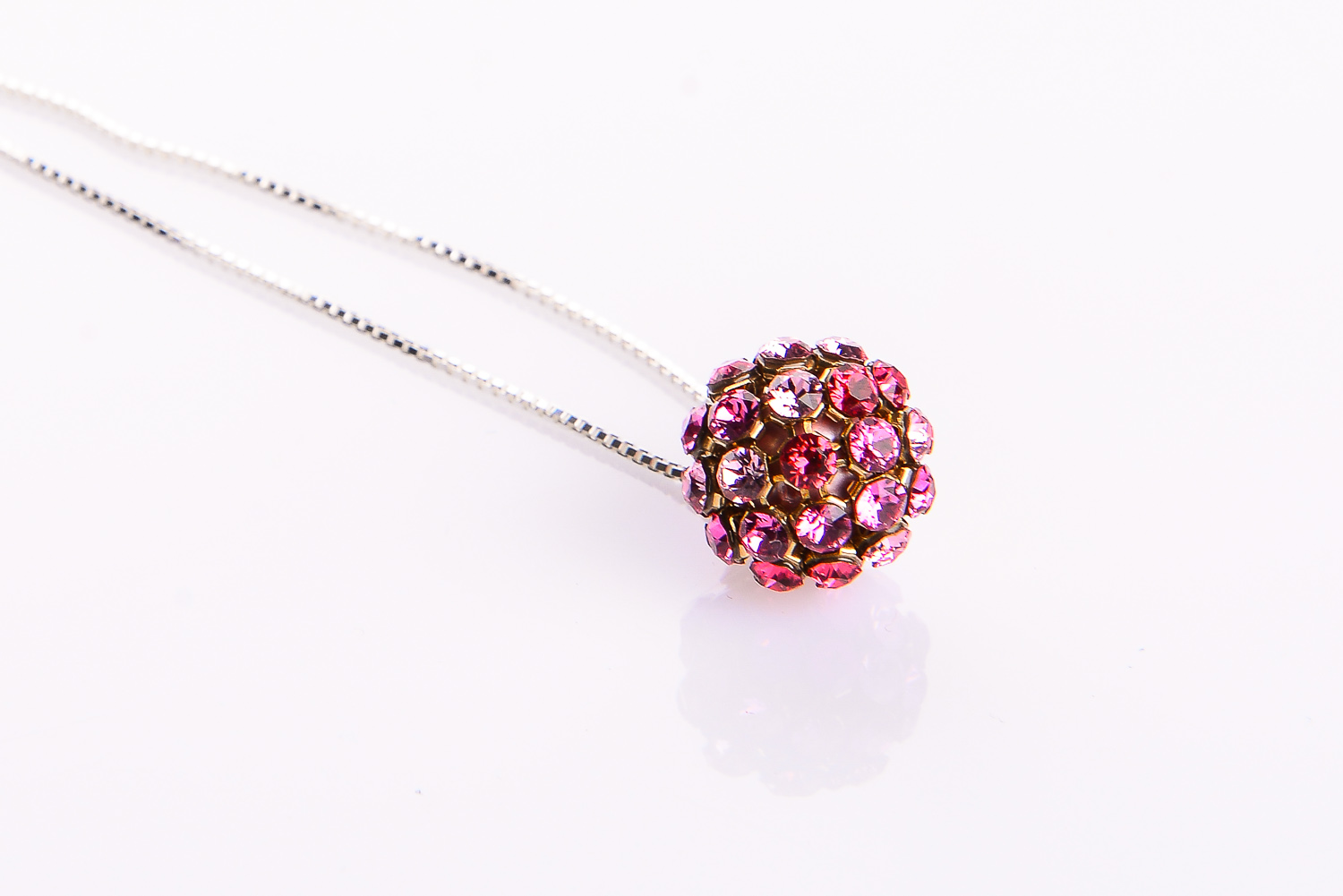 COLGANTE SWAROVSKI PLATA MESH ROSE MULTI 12mm