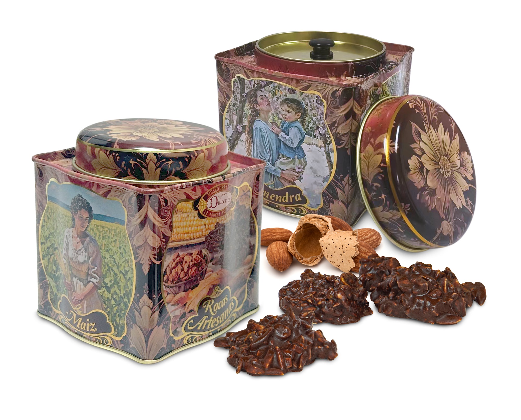 LATA ROCAS DE CHOCOLATE CON ALMENDRAS Y CEREALES  250 gr.