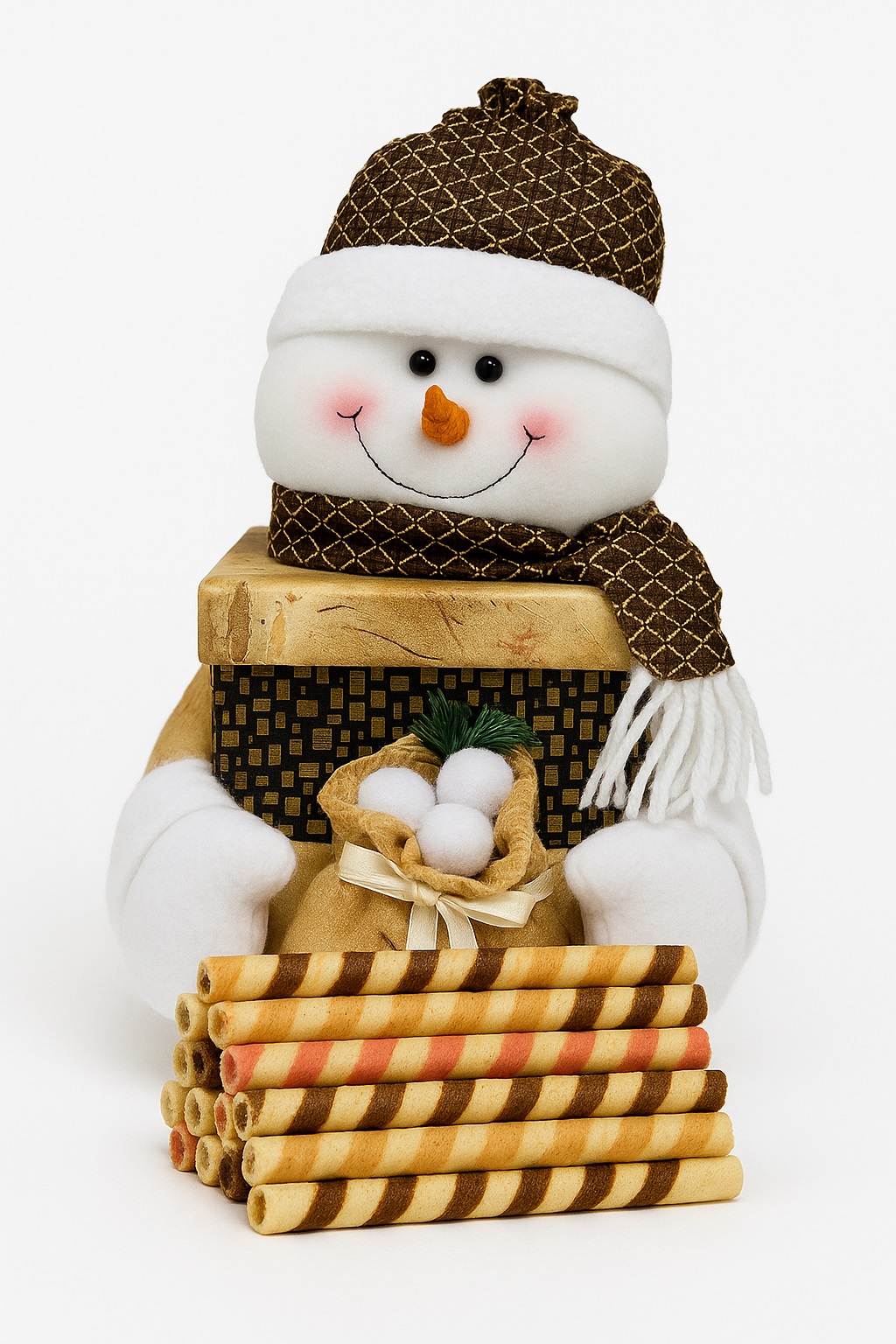 MAXI MUÑECO DE NIEVE CON BARQUILLOS RELLENOS 450 gr.