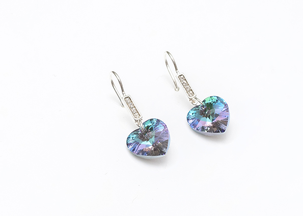 PENDIENTES  CORAZÓN VITRAIL CRISTAL SWAROVSKI  14mm