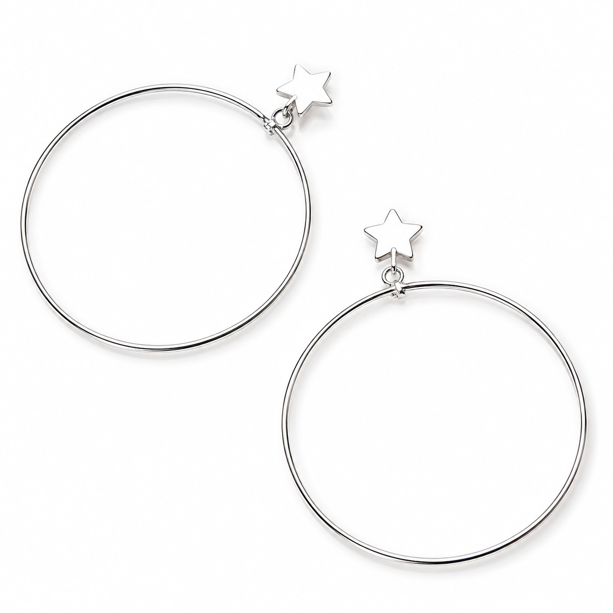 PENDIENTES  PLATA ESTRELLA ARO GRANDE