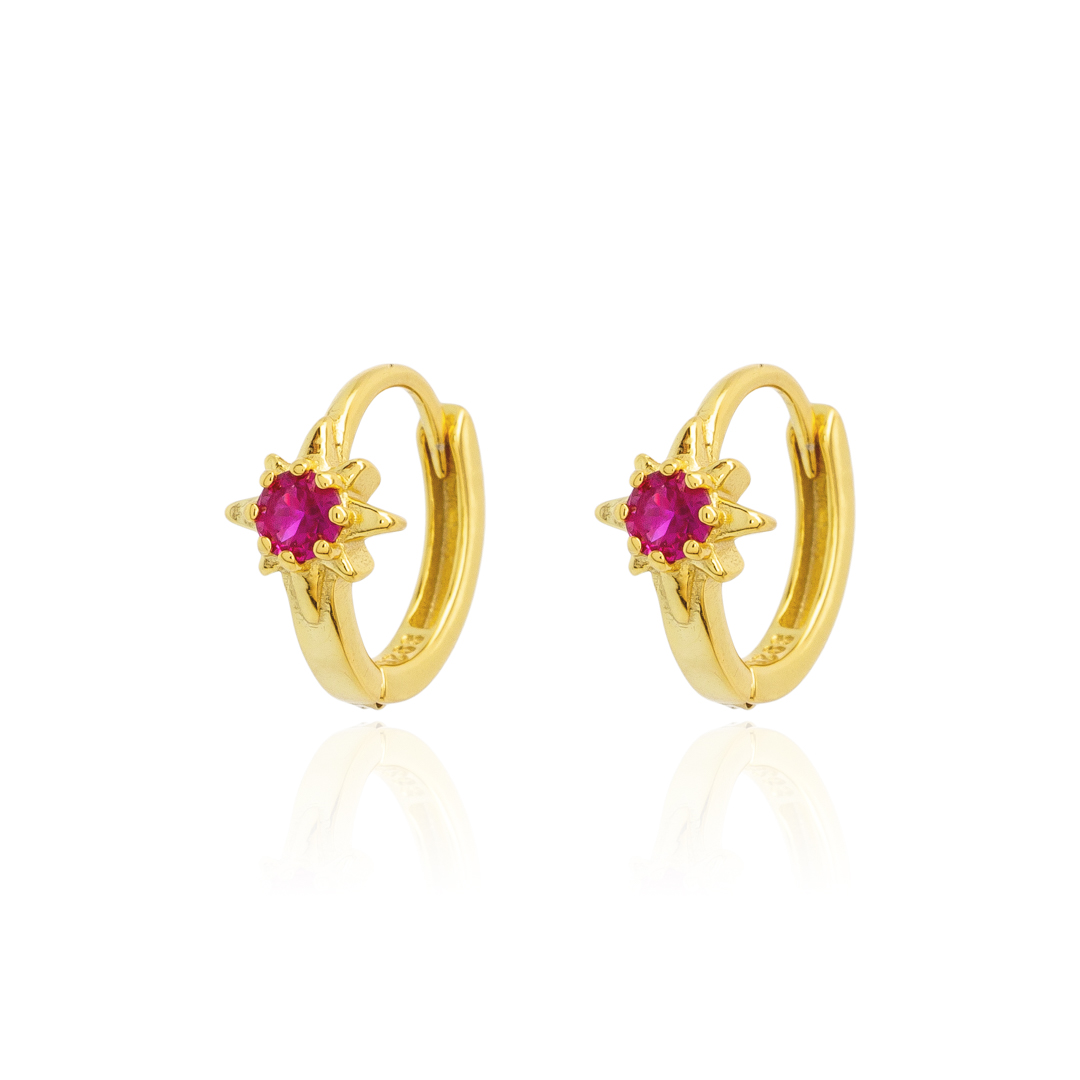 PENDIENTES DORADOS ELARA FUCSIA