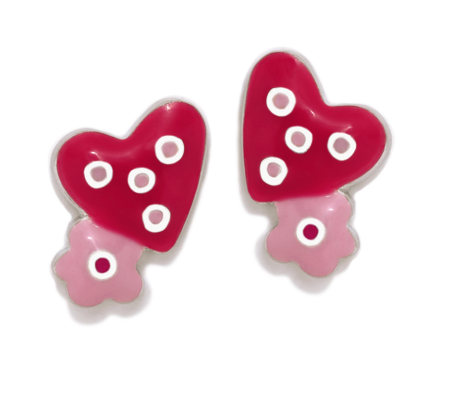 PENDIENTES LOVE CORAZÓN FUCSIA CON TOPOS