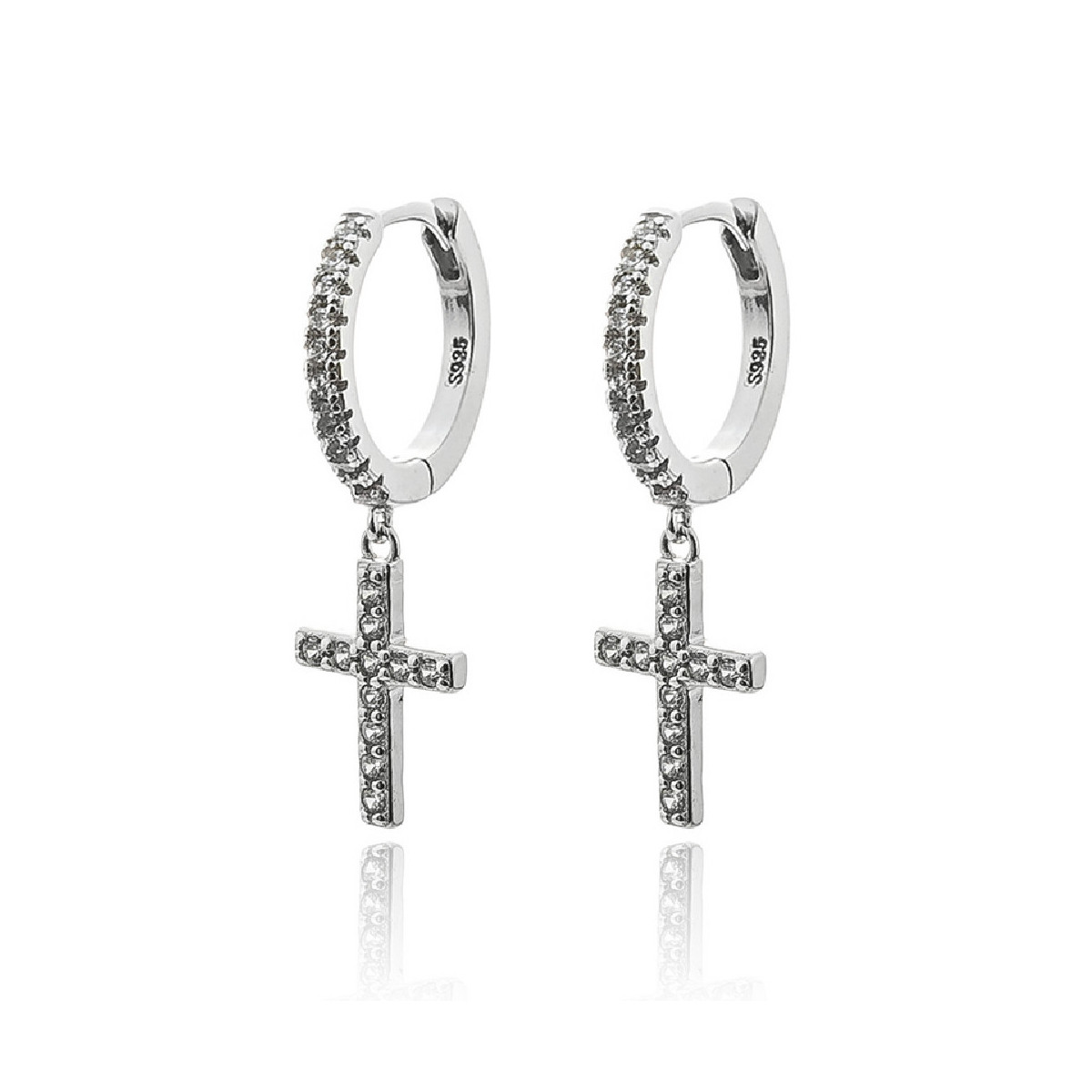 PENDIENTES PLATA ARO  CRUZ  BRASS