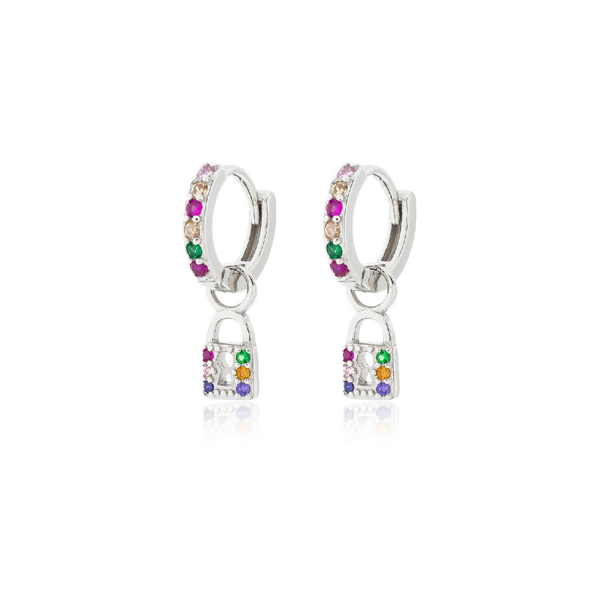 PENDIENTES PLATA ARO CANDADOS COLORES