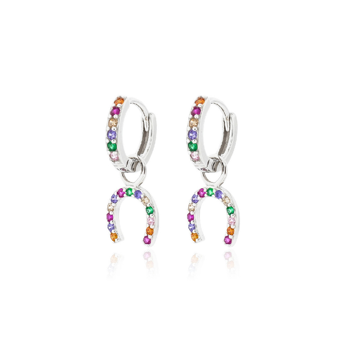 PENDIENTES PLATA ARO HERRADURA COLORES