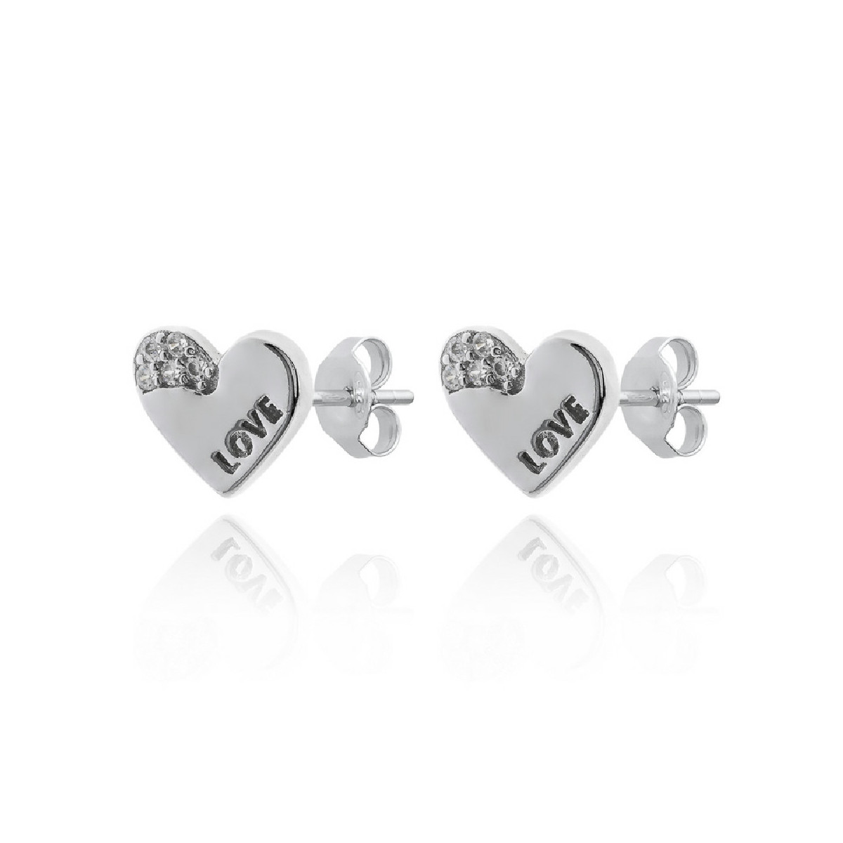 PENDIENTES PLATA CORAZON INSCRIPCION LOVE