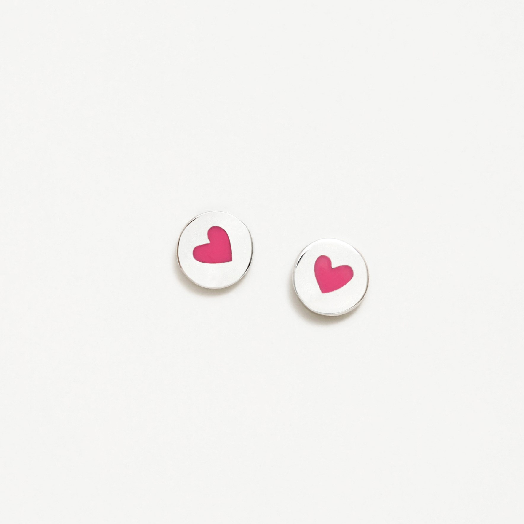 PENDIENTES PLATA CORAZON ROSA NEW ICONS