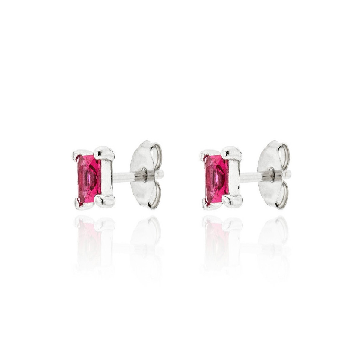 PENDIENTES PLATA CUADRADO FUCSIA