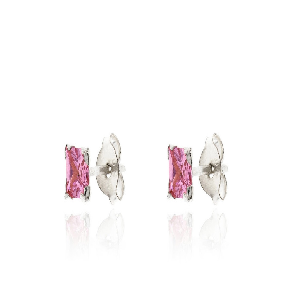 PENDIENTES PLATA CUADRADO ROSA