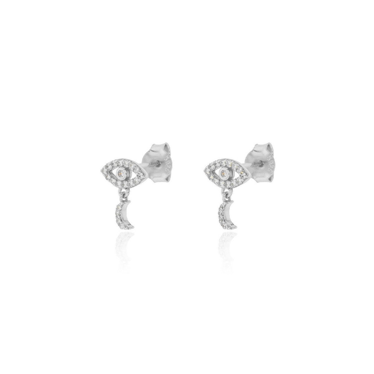 PENDIENTES PLATA OJO TURCO Y LUNA