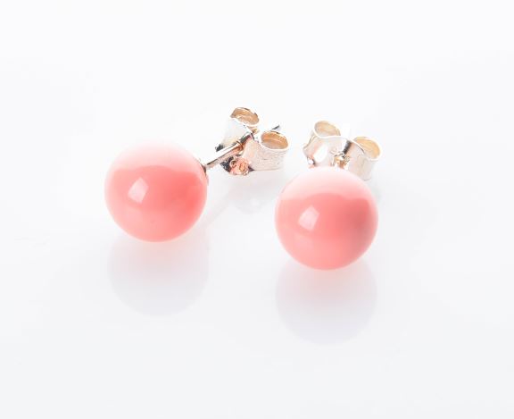 PENDIENTES PLATA PERLA  SWAROVSKI CORAL