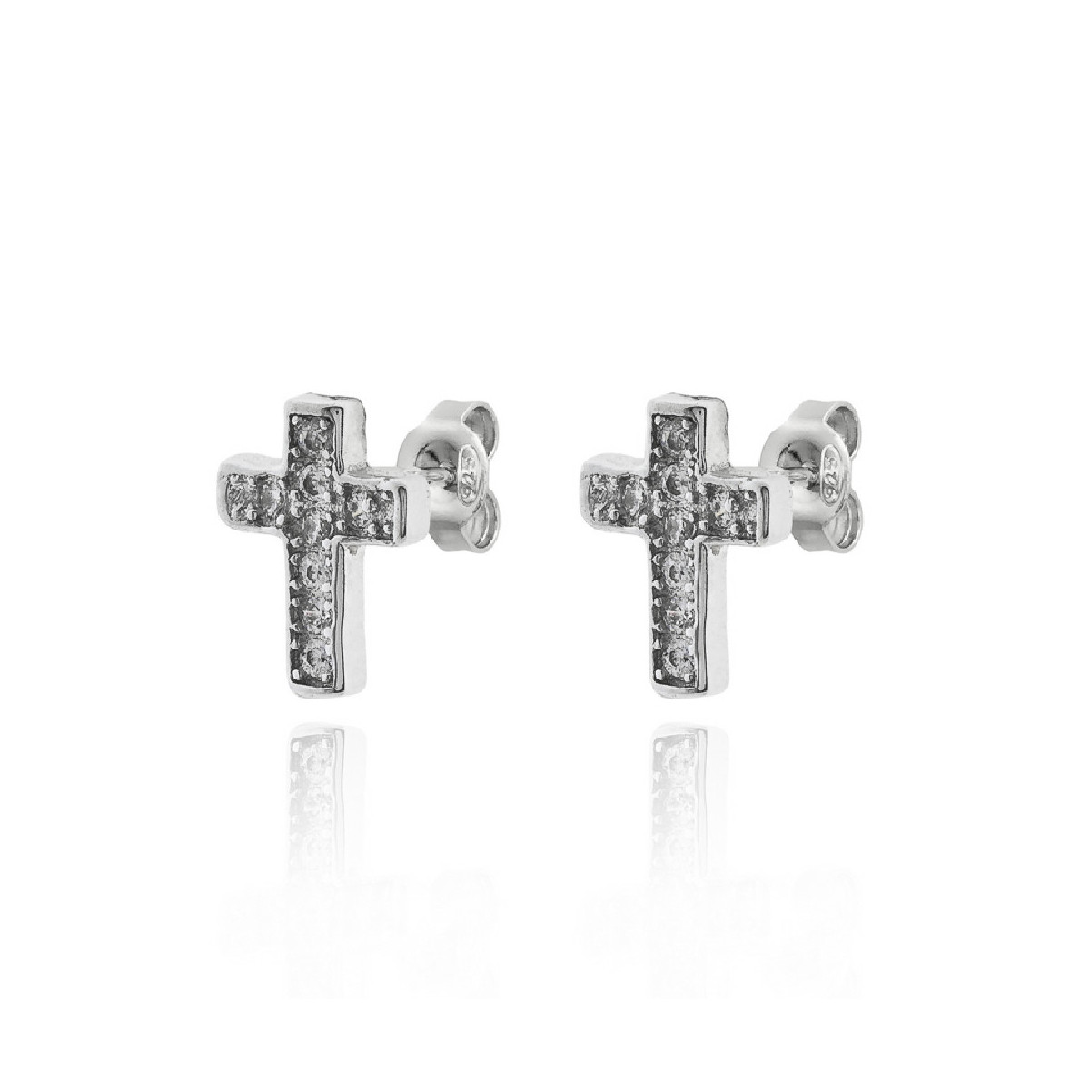 PENDIENTES PLATA PRESION CRUZ PEQUEÑA