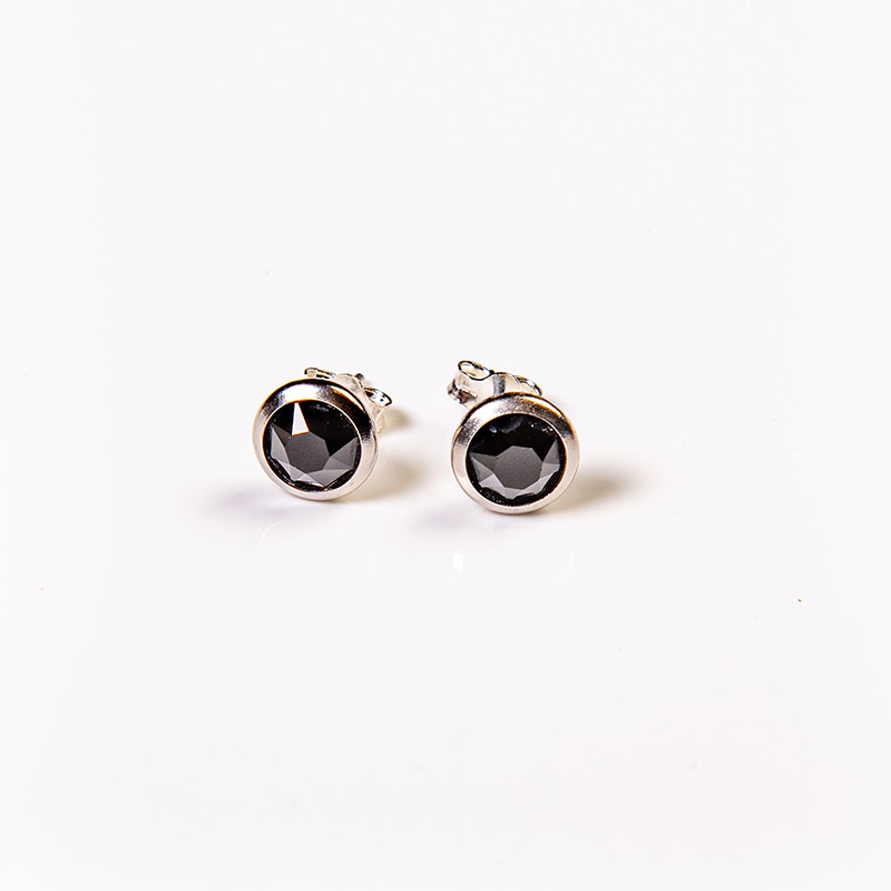 PENDIENTES RIBET RODIO NEGROS CRISTAL SWAROVSKI 8mm