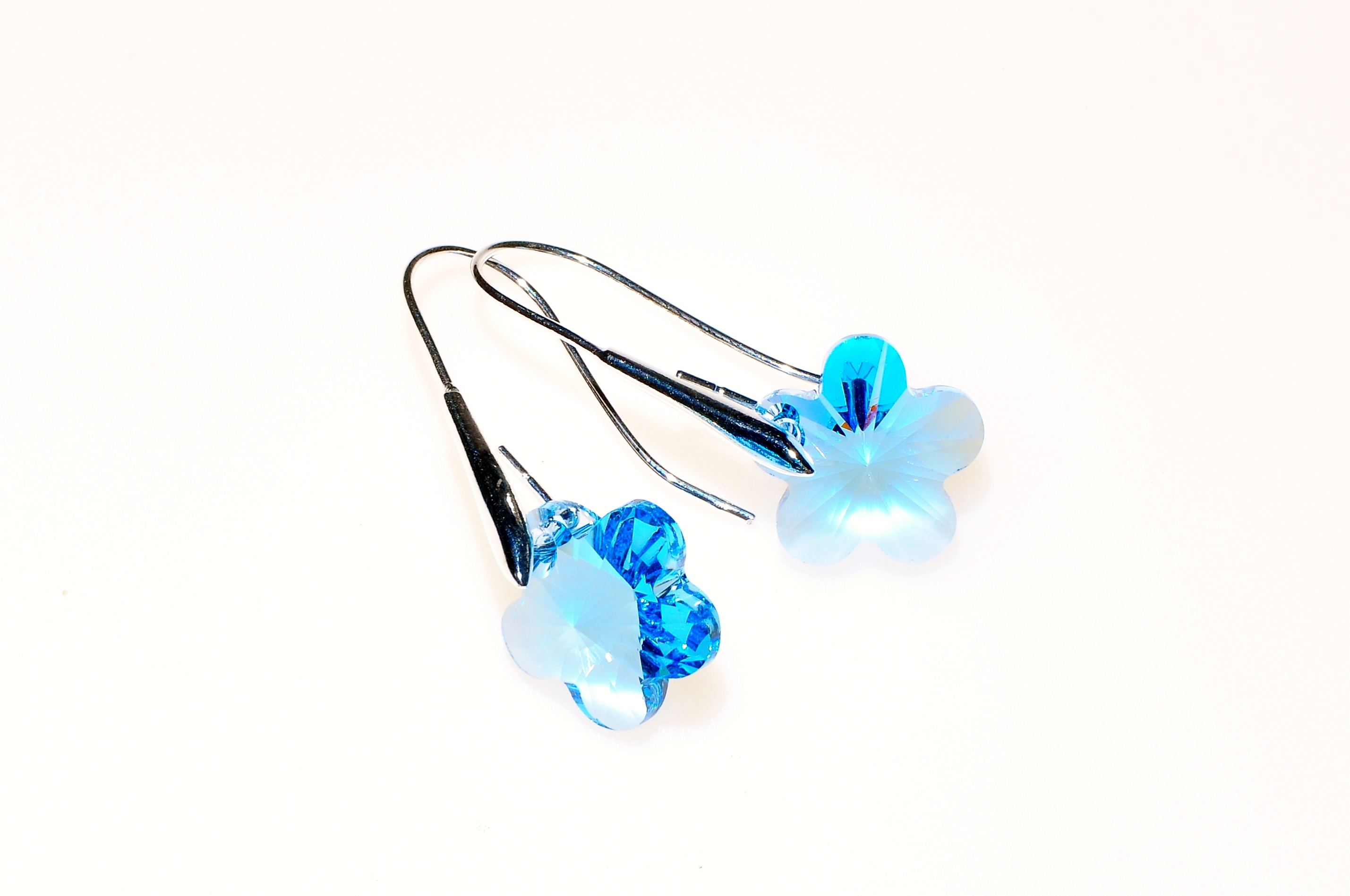 PENDIENTES SWAROVSKI FLOR AQUAMARINE