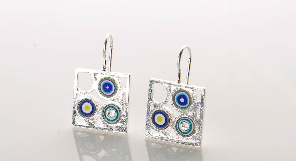 PENDIENTES SWAROVSKI VITRO AZUL