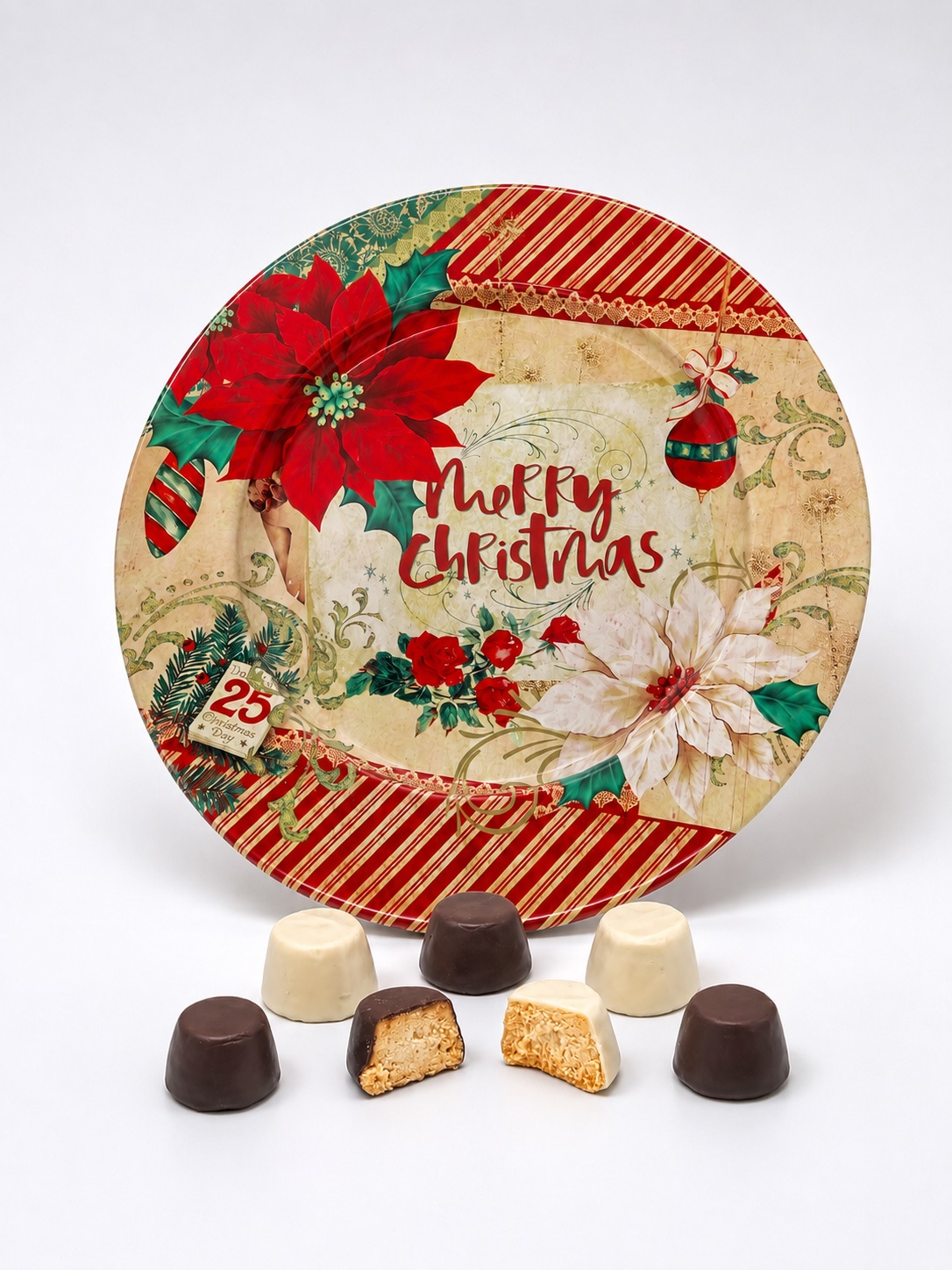 PLATO METAL CHRISTMAS CON PASTAS BLACK & WHITE 500 gr.