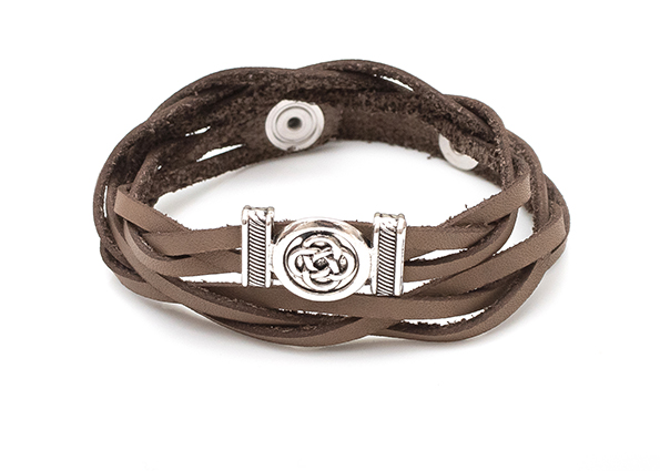 PULSERA CUERO MOKA MULTIPLE