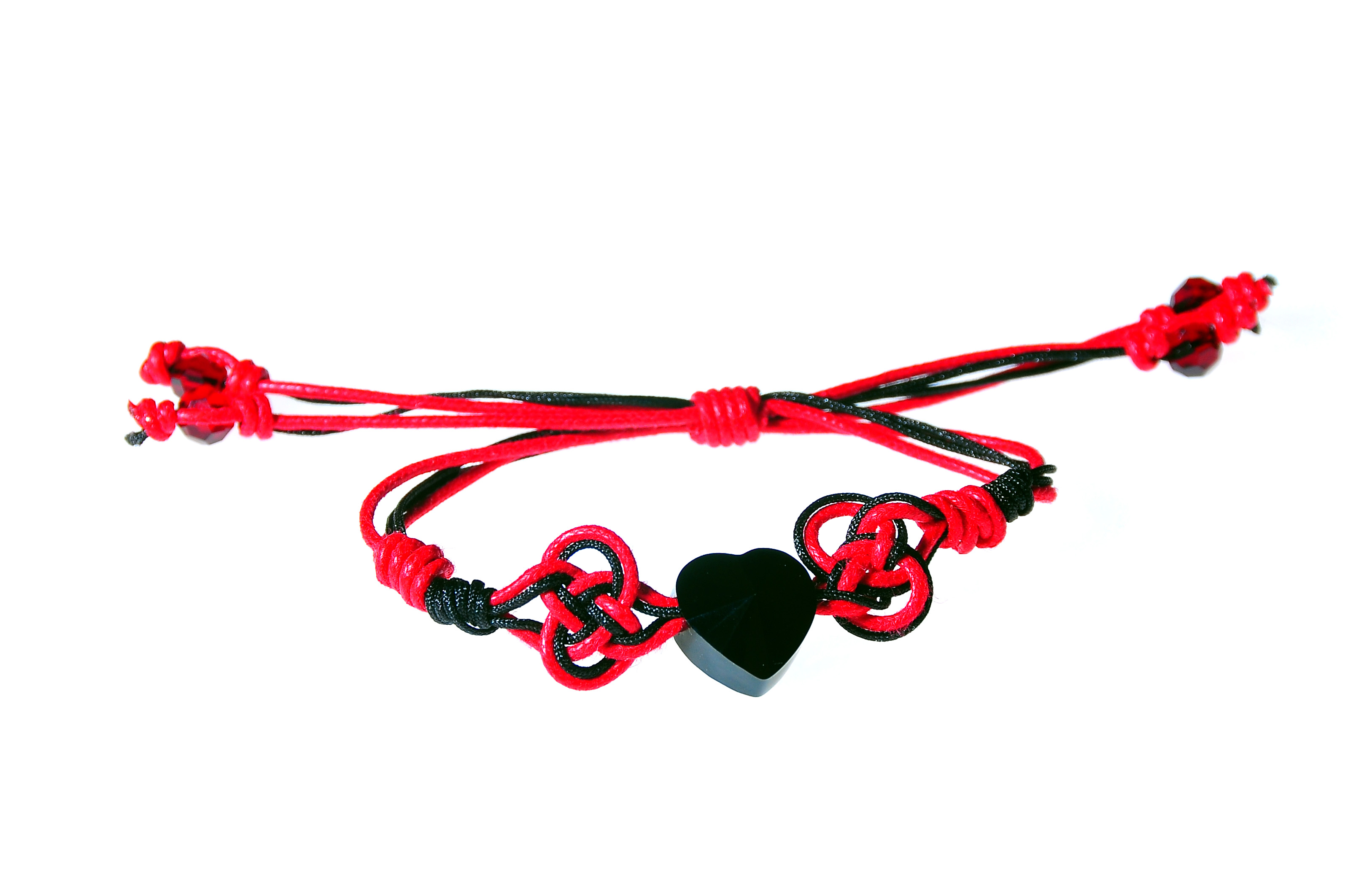 PULSERA FANTASY ROJA CORAZÓN NEGRO