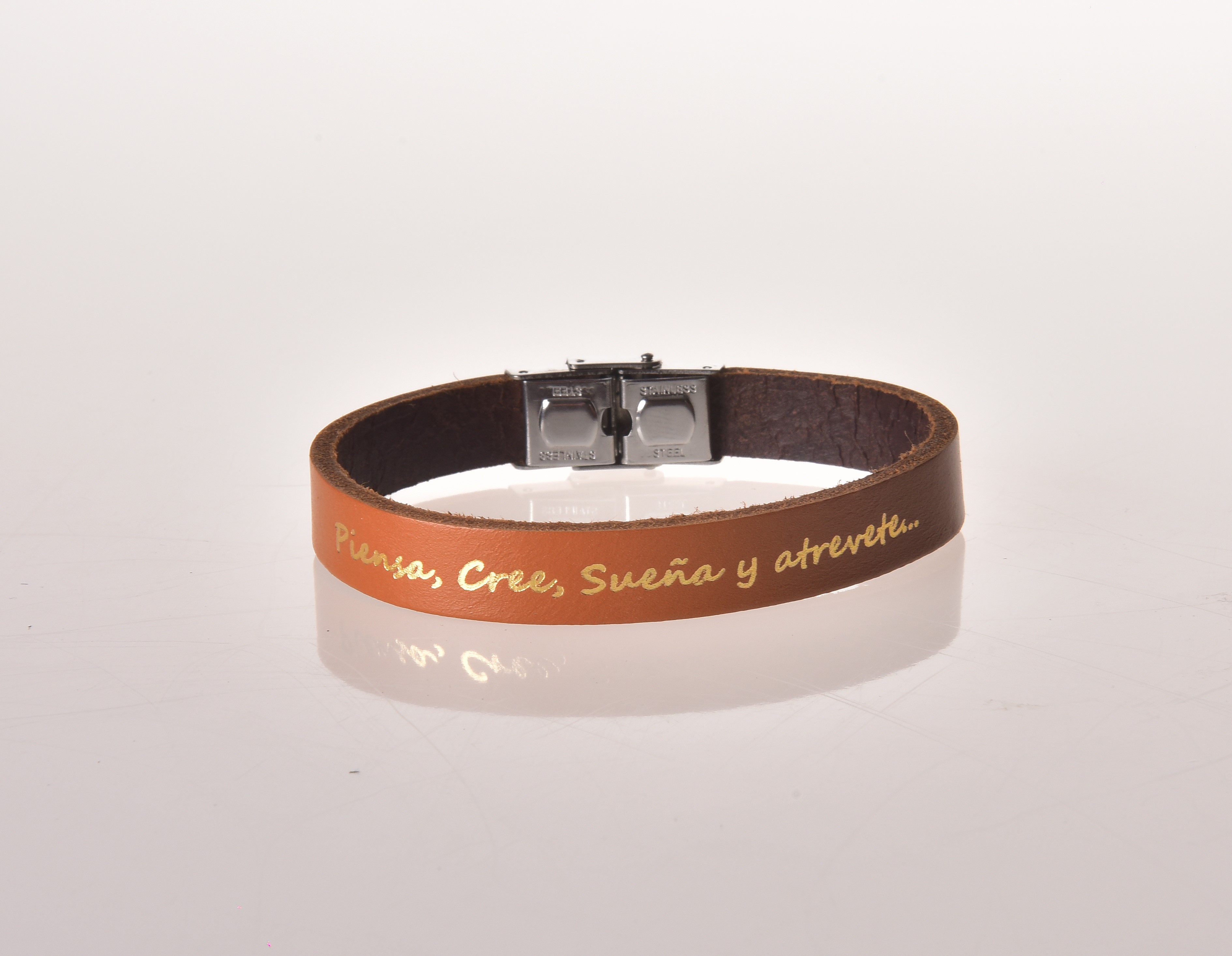 PULSERA MENSAJE CUERO MARRÓN