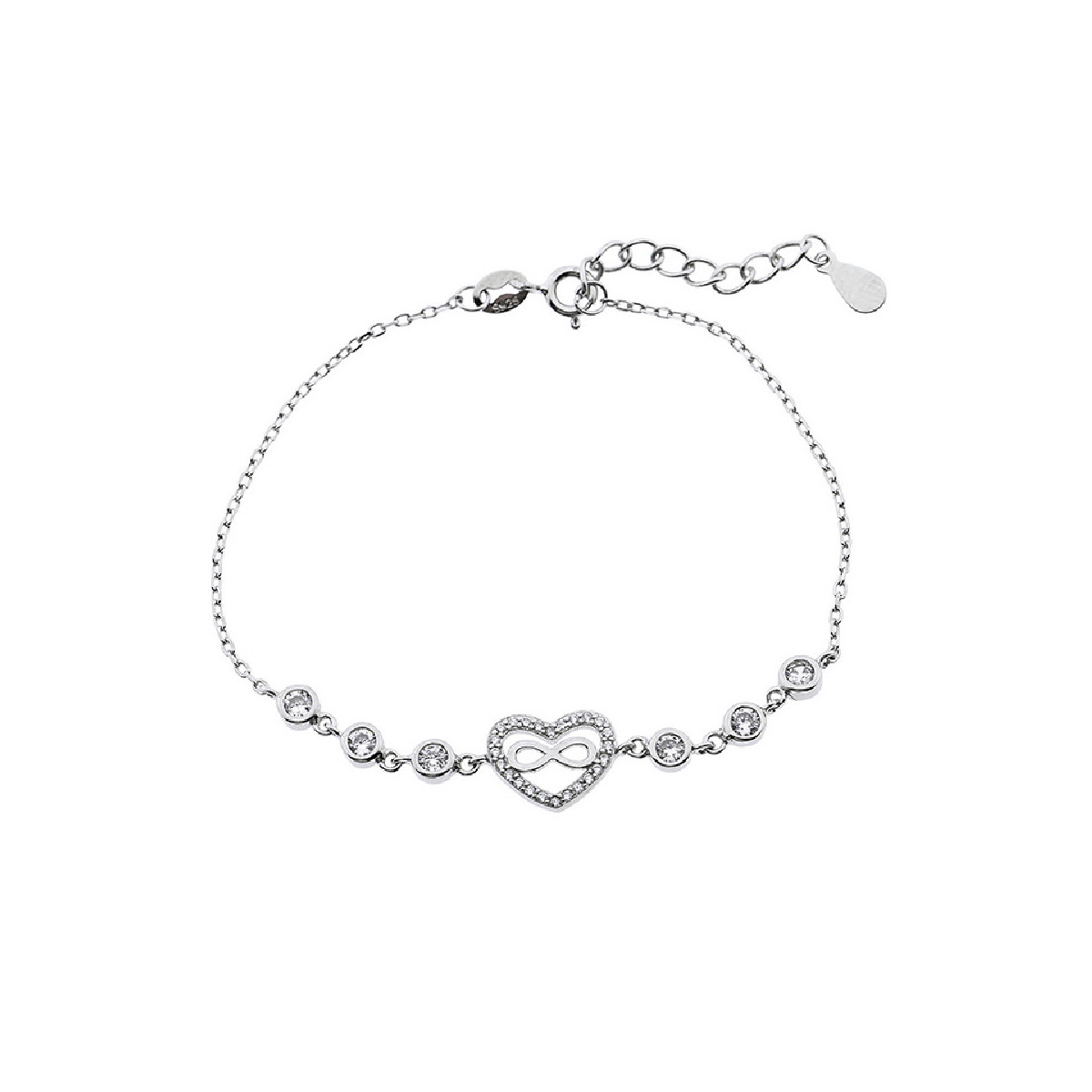 PULSERA PLATA CORAZÓN INFINITO