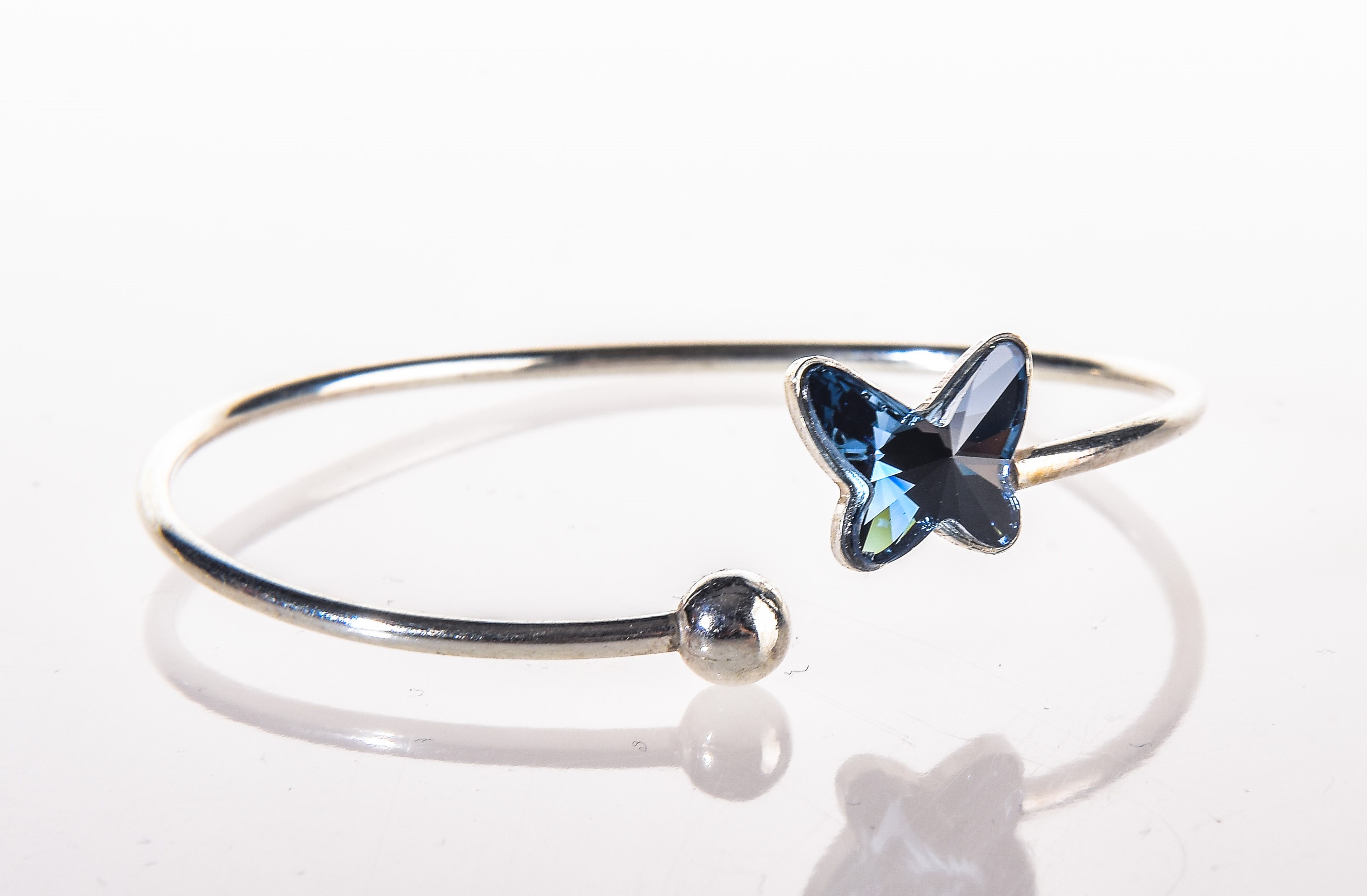 PULSERA PLATA Y SWAROSKI MARIPOSA DENIM BLUE