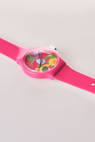 RELOJ GRANDE FLIP FUCSIA FLORES