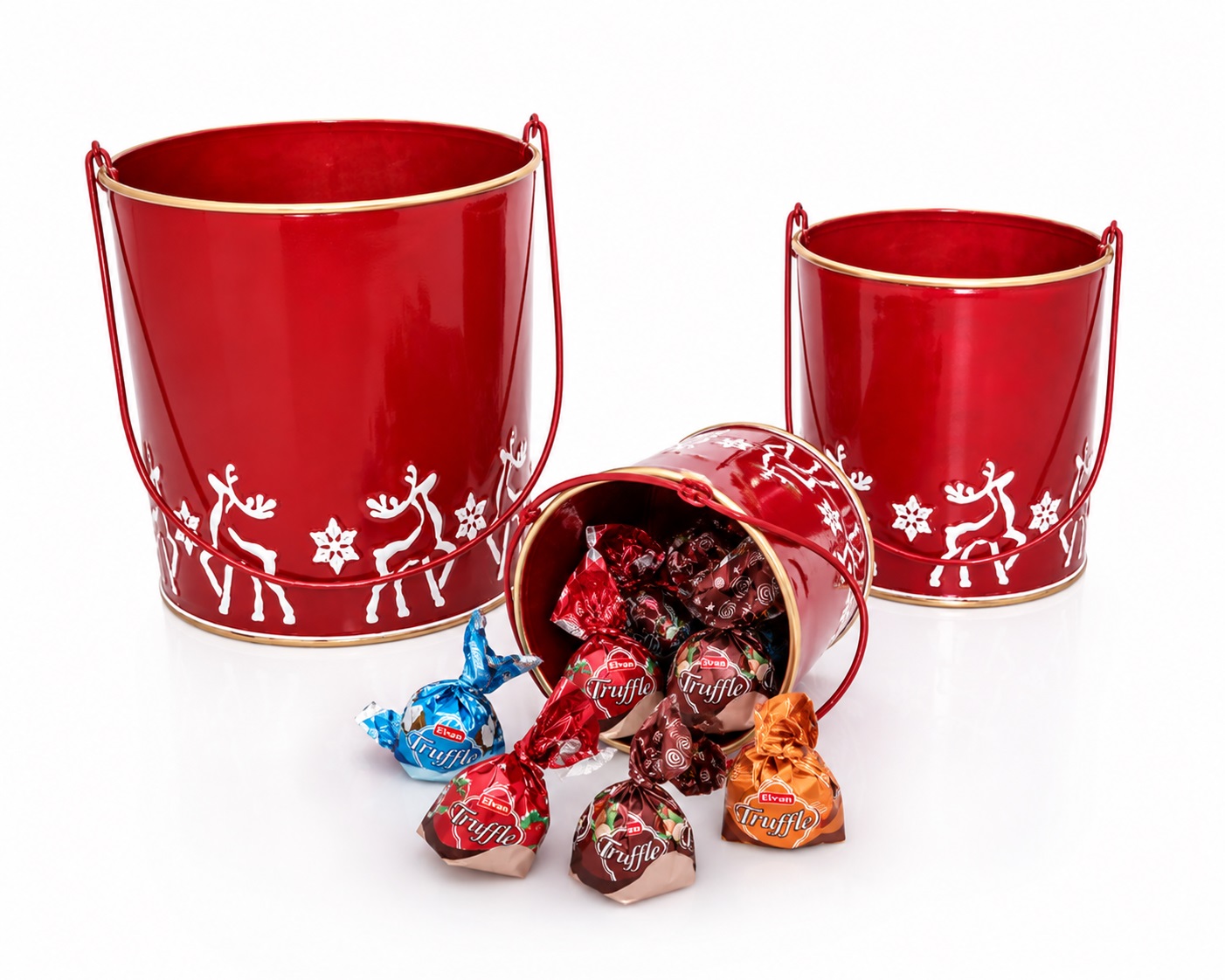 SET 3 CUBOS NAVIDEÑOS CON BOMBONES SURTIDOS 400 gr.