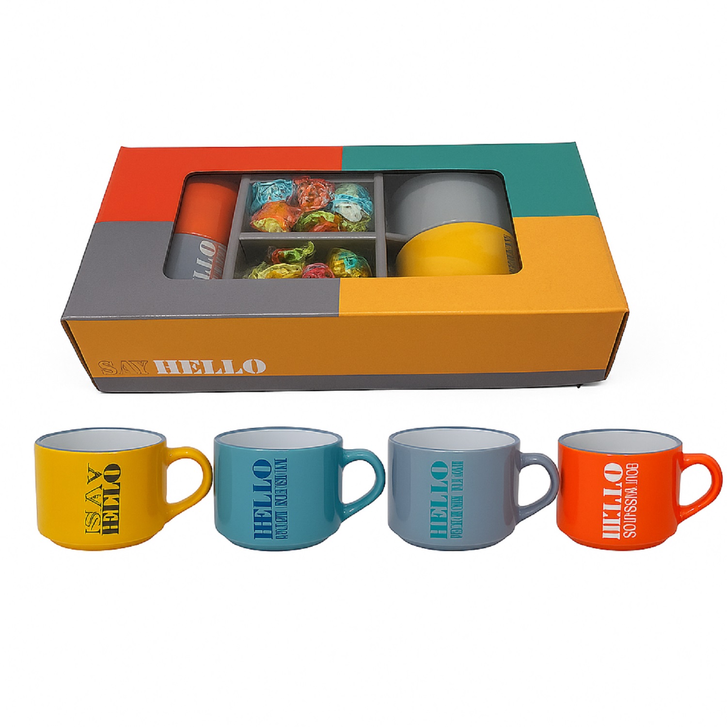 SET 4 TAZAS CERÁMICA EXPRESSO CON CHOCOBALLS 180 gr.